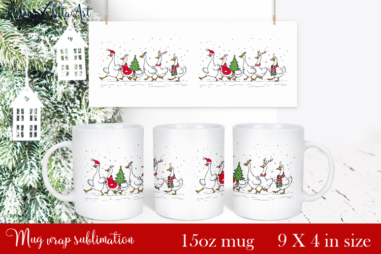 Funny Christmas Geese Sublimation Png Design | mug Print