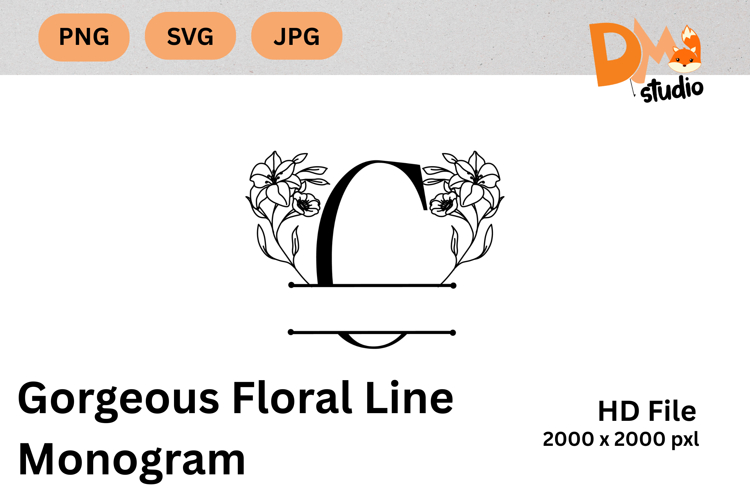 Gorgeous Floral Line Monogram