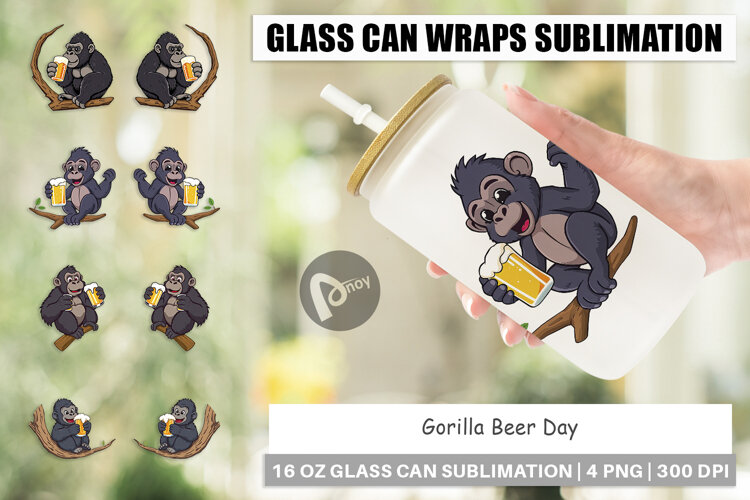 Glass Can Gorilla Beer Day example image 1