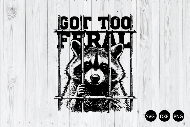 Got Too Feral SVG, Feral Raccoon SVG, Funny Retro Raccoon