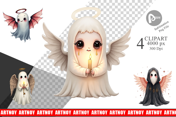 Gothic Angel Ghosts Clipart