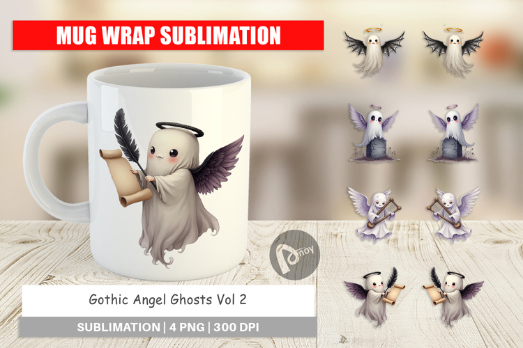 Mug Wrap Gothic Angel Ghosts