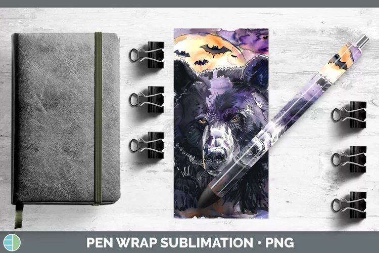 Gothic Bear Pen Wrap Sublimation Epoxy Pen Designs