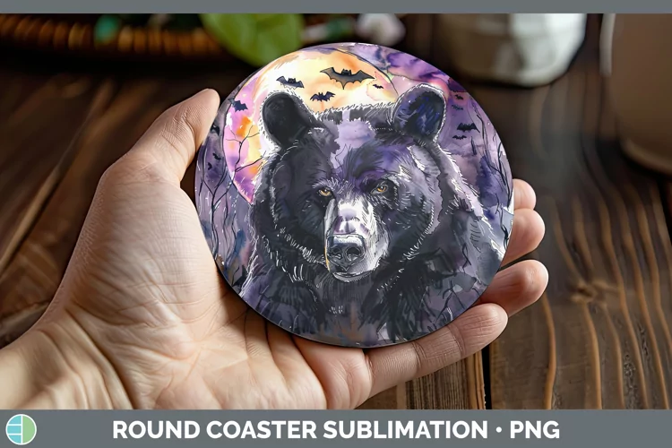 Gothic Bear Round Coaster Sublimation Coaster Designs