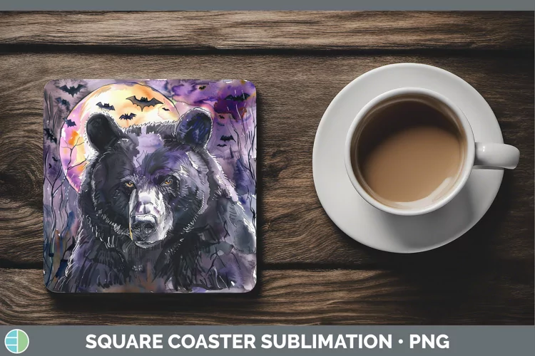 Gothic Bear Square Coaster Sublimation Coaster Designs
