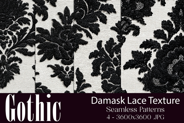 Gothic Patterns, White Black Damask Seamless Pattern, s1