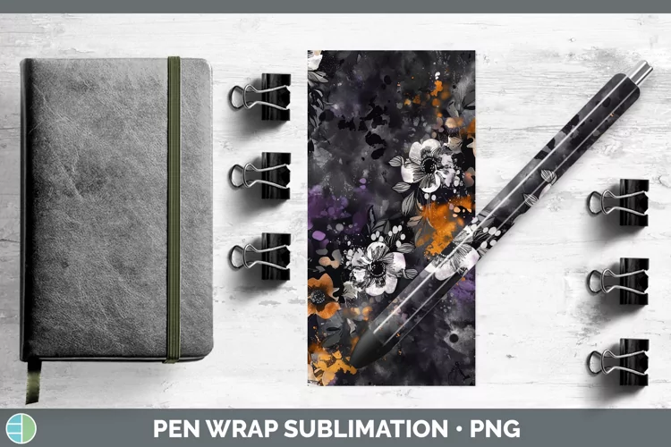 Gothic Boho Florals Pen Wrap Sublimation Epoxy Pen Designs