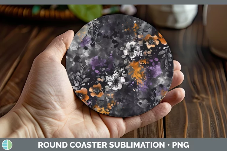 Gothic Boho Florals Round Coaster Sublimation Coaster Design