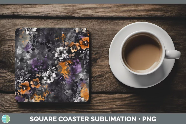 Gothic Boho Florals Square Coaster Sublimation Coaster Desig