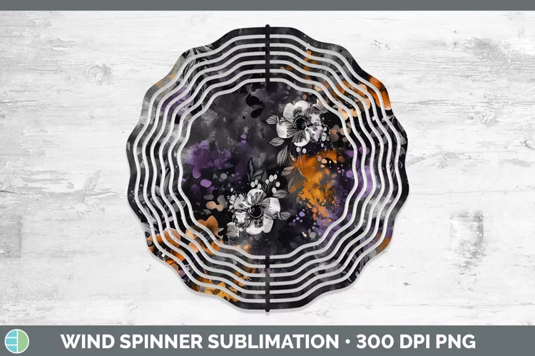 Gothic Boho Florals Wind Spinner Sublimation Spinner Designs