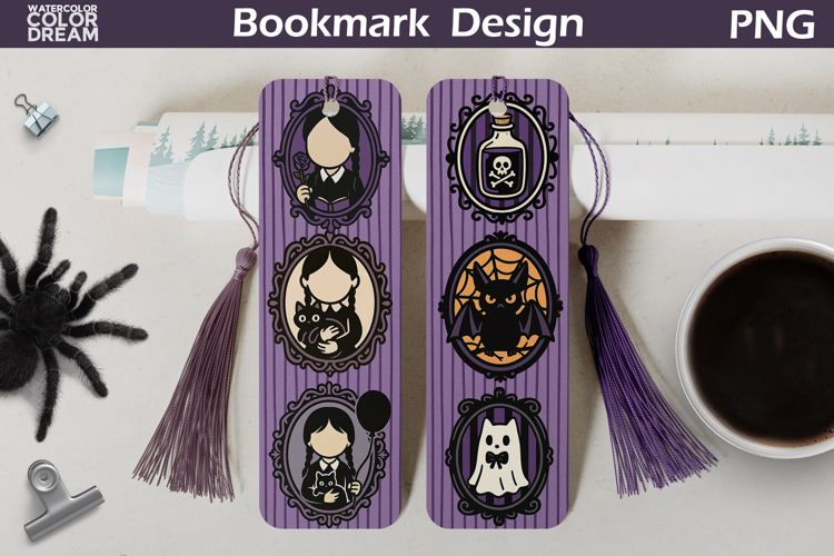 Gothic Halloween Bookmarks | Retro Halloween Frames Bookmark