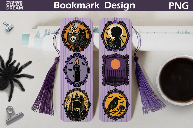 Gothic Halloween Bookmarks | Retro Halloween Frames Bookmark