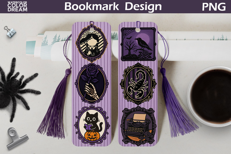 Gothic Halloween Bookmarks | Retro Halloween Frames Bookmark