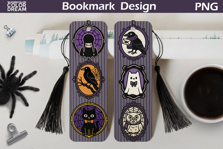 Gothic Halloween Bookmarks | Retro Halloween Frames Bookmark