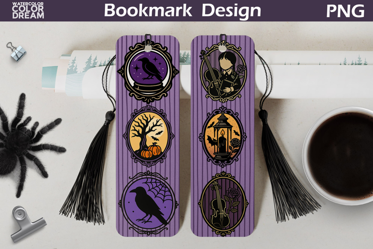 Gothic Halloween Bookmarks | Retro Halloween Frames Bookmark