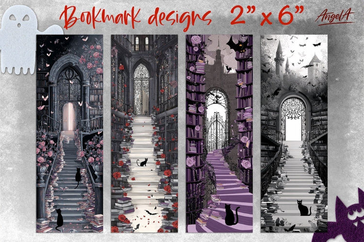 Gothic bookmark designs, mystical book bookmarks sublimation