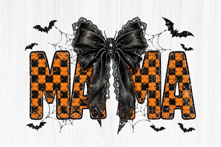 Gothic Buffalo Plaid Mama Bow PNG
