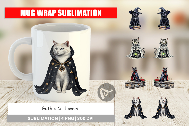 Mug Wrap Gothic Catloween