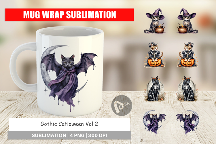 Mug Wrap Gothic Catloween