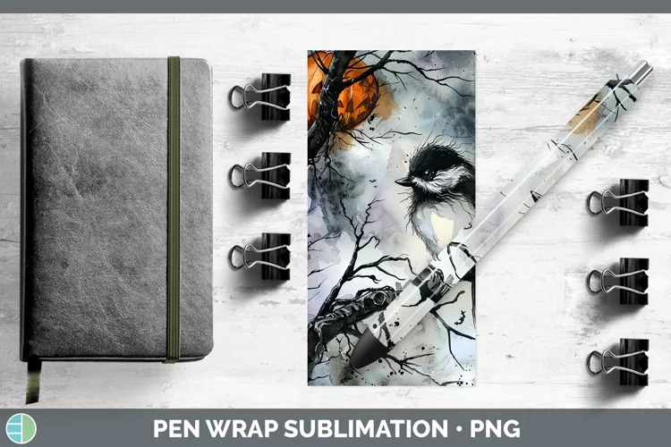 Gothic Chickadee Pen Wrap Sublimation Epoxy Pen Designs