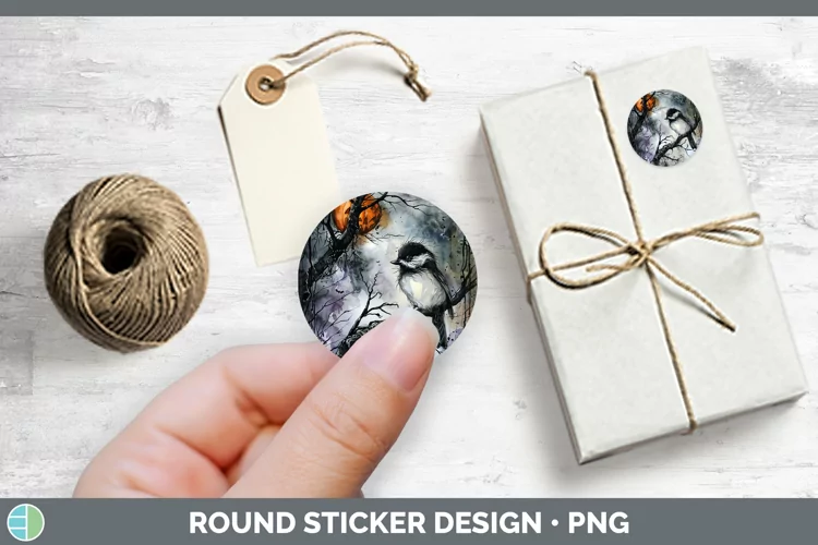 Gothic Chickadee Stickers | Round Labels Designs