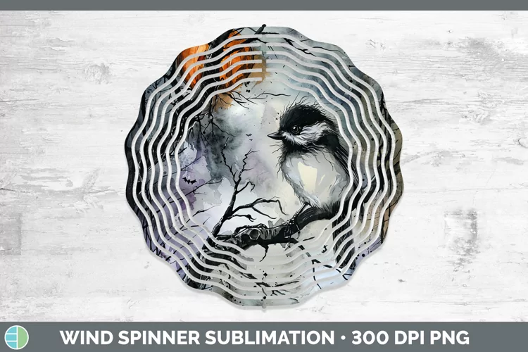 Gothic Chickadee Wind Spinner Sublimation Spinner Designs