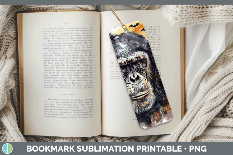 Gothic Chimpanzee Bookmark Sublimation Printable Designs