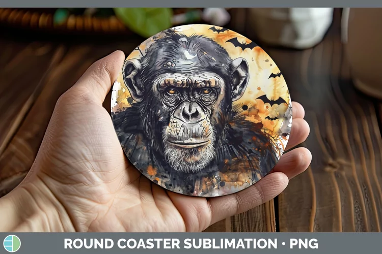 Gothic Chimpanzee Round Coaster Sublimation Coaster Designs