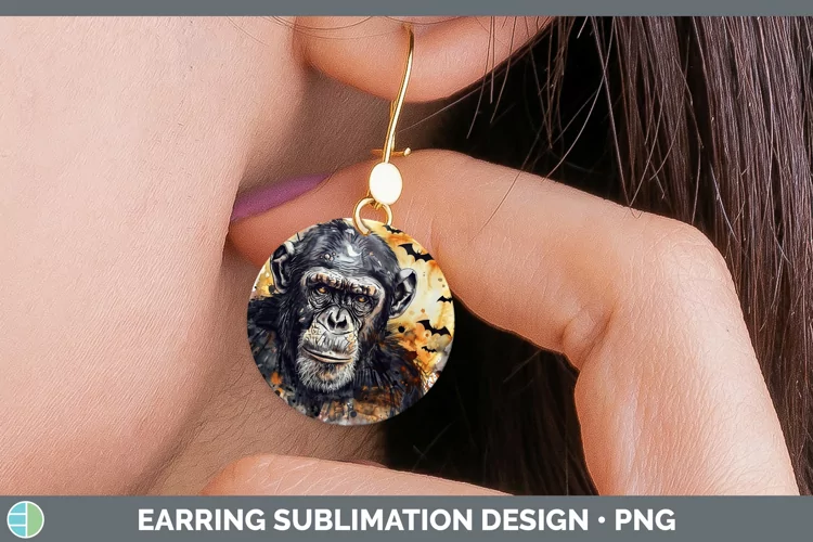 Gothic Chimpanzee Round Earrings Sublimation Earrings Design