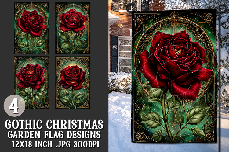 Gothic Christmas Garden Flag, Gothic Garden Flag Design, s2