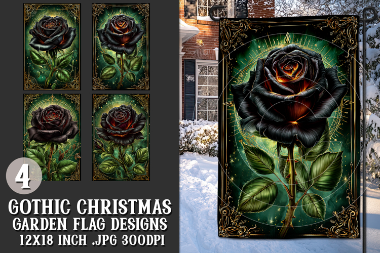 Gothic Christmas Garden Flag, Gothic Garden Flag Design, s19
