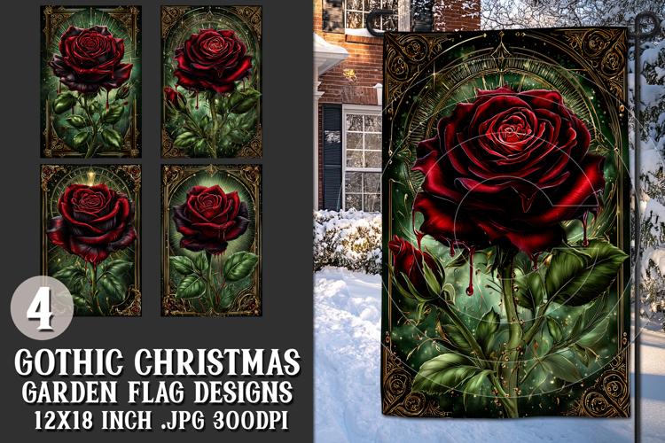 Gothic Christmas Garden Flag, Gothic Garden Flag Design, s20