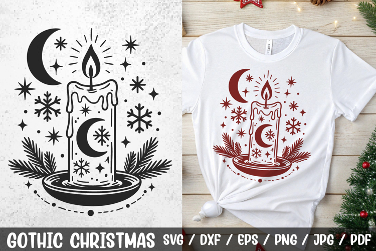 Gothic Christmas Candle SVG | Witchy Holiday Design