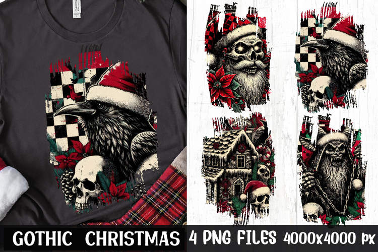 Gothic Christmas Sublimation PNG | Gothic Holiday T-Shirt Ar
