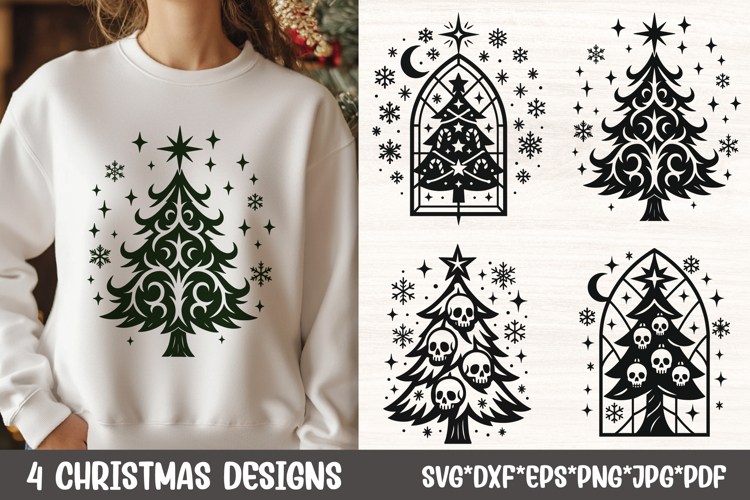 Gothic Christmas Tree SVG | Ornamental Tree & Stained Glass