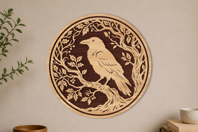 Gothic Crow in Tree Laser Cut