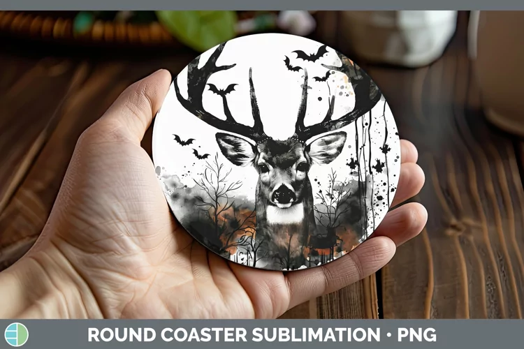 Gothic Deer Round Coaster Sublimation Coaster Designs