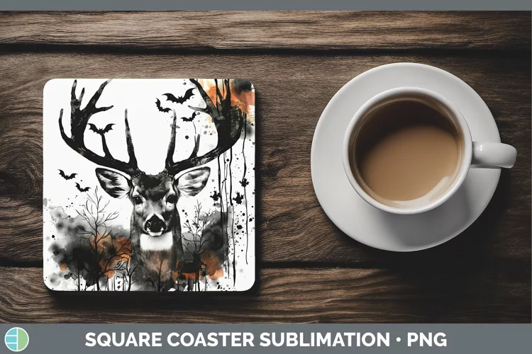 Gothic Deer Square Coaster Sublimation Coaster Designs