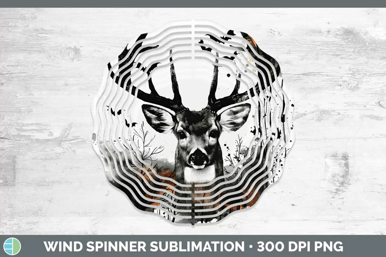 Gothic Deer Wind Spinner Sublimation Spinner Designs