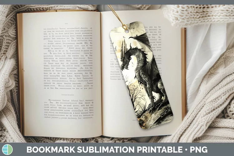Gothic Dragon Bookmark Sublimation Printable Designs