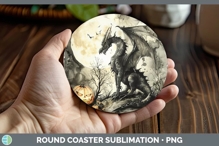 Gothic Dragon Round Coaster Sublimation Coaster Designs