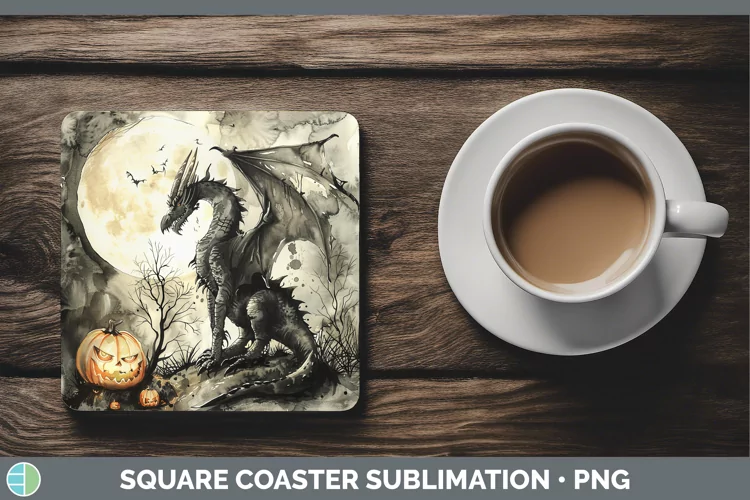Gothic Dragon Square Coaster Sublimation Coaster Designs
