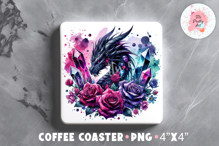 Gothic Dragon Square Coaster Sublimation Design Png