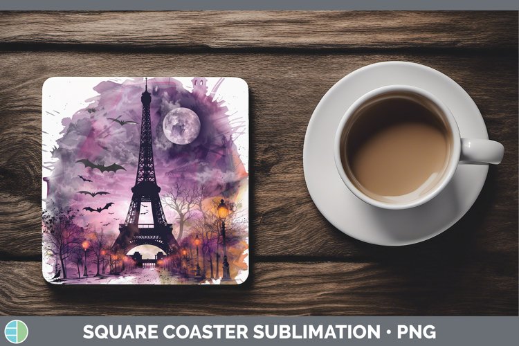 Gothic Eiffel Tower Square Coaster Sublimation Coaster Desig