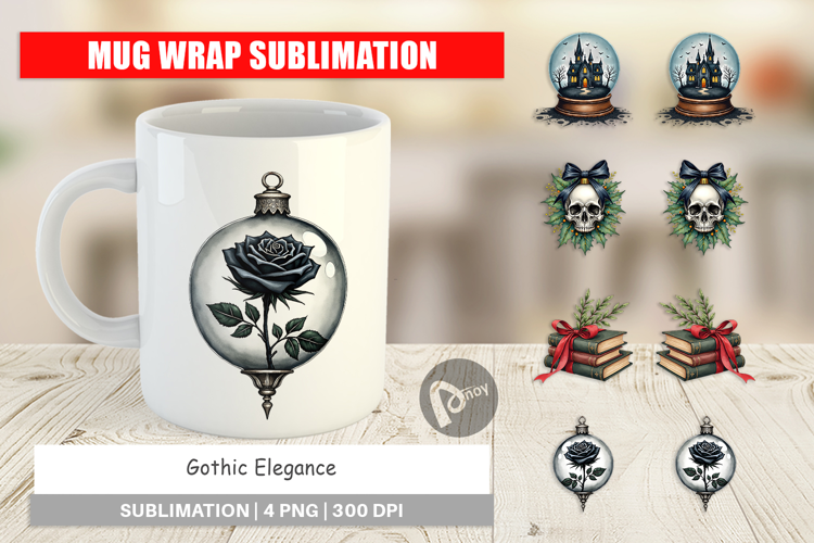Gothic Elegance Christmas Mug Wrap