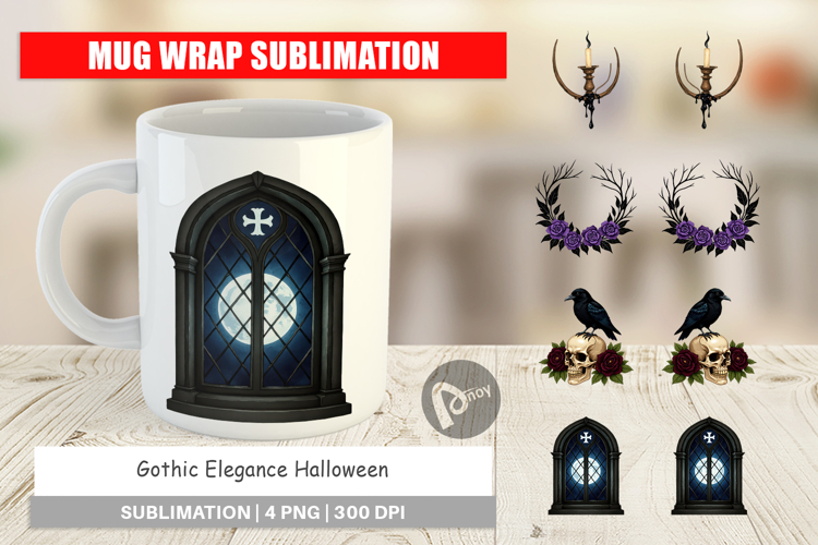 Mug Wrap Gothic Halloween Elegance