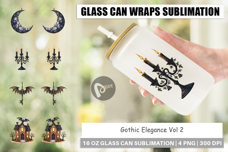 Gothic Elegance Christmas Glass Can