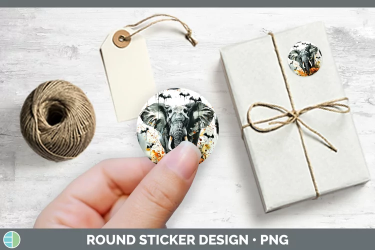 Gothic Elephant Stickers | Round Labels Designs