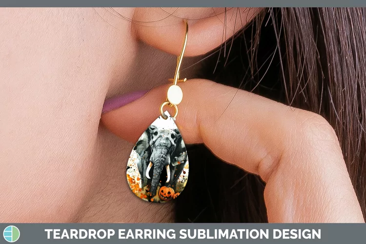 Gothic Elephant Teardrop Earrings Sublimation Earrings Desig