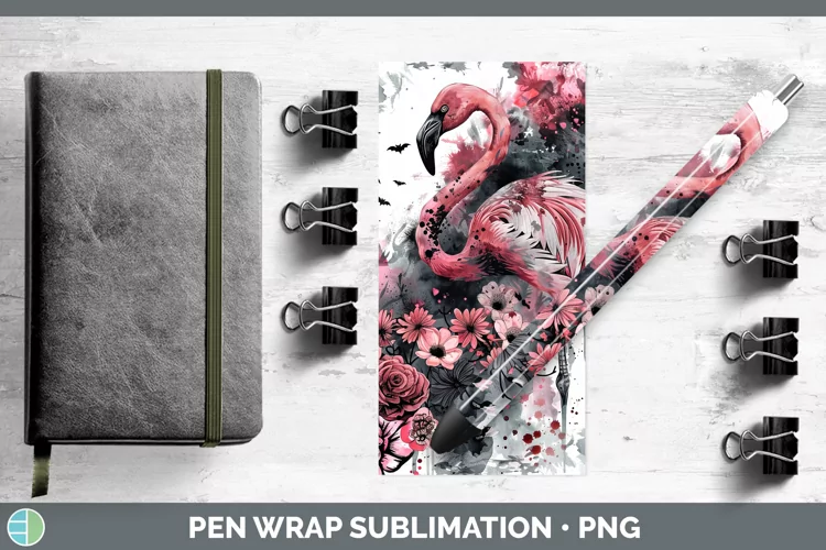 Gothic Flamingo Pen Wrap Sublimation Epoxy Pen Designs